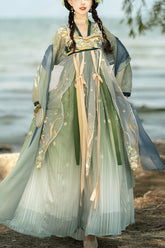 Ensemble Complet de Robe Hanfu à Taille Haute avec Broderie Style Chinois Multicolore